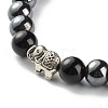 Natural Obsidian & Non-Magnetic Synthetic Hematite Round Beads Stretch Bracelet for Men Women BJEW-JB06968-6