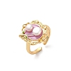 Brass Enamel Cuff Rings RJEW-K291-04G-01-4