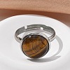 Half Round Natural Tiger Eye Finger Rings X-RJEW-M062-01P-08-4