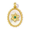 Brass Micro Pave Green Cubic Zirconia with Shell Pendants CU-OY001-52G-1