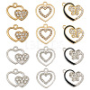 24Pcs 3 Styles 2 Colors Alloy with Crystal Rhinestone Pendants ALRI-TA0001-23-1