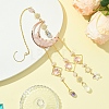 Natural  Rose Quartz Chips Moon Pendant Decorations HJEW-FS00027-04-3