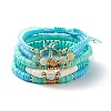 Round Stone & Polymer Clay Heishi Beads Stretch Bracelets Sets BJEW-JB07436-1