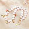 Ocean Brass Enamel Sea Animals Pendant ABS Imitation Pearl Shell Shaped Beaded Necklaces KK-CBA4547-01G-1
