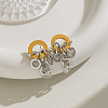 Two Tone 304 Stainless Steel Stud Dangle Earrings for Women WG3EDAB-01-4