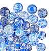 50Pcs Blue and White Printed Glass Cabochons GGLA-SZ0001-23-8
