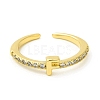 Clear Cubic Zirconia Initial Letter Open Cuff Ring RJEW-H120-09G-F-2