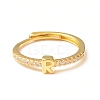 Clear Cubic Zirconia Initial Letter Adjustable Ring RJEW-C052-01G-R-2