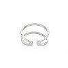 304 Stainless Steel Double Line Open Cuff Ring for Women RJEW-S405-200P-2