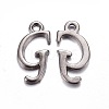 Gunmetal Plated Alloy Letter Pendants PALLOY-P097-03-G-1