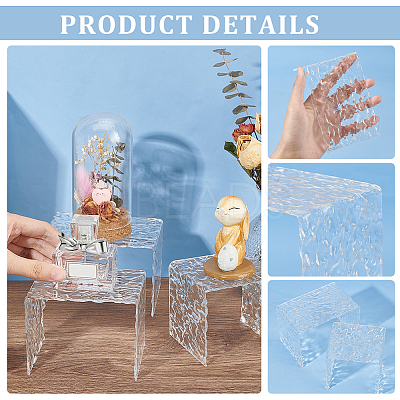 3Pcs 3 Sizes Water Ripple Acrylic Jewelry Display Risers ODIS-WH0061-04-1