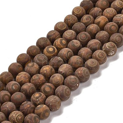 Natural Tibetan 3-Eye dZi Agate Beads Strands G-B079-C01-02-1