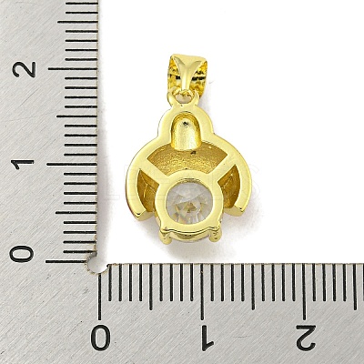 Rack Plating Brass Micro Pave Clear Cubic Zirconia with Enamel Pendant KK-B091-37G-02-1