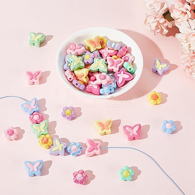 48Pcs 12 Styles Plating Acrylic Beads OACR-AR0001-27-1