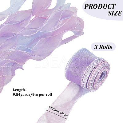 3Rolls Polyester Organza Ribbons SRIB-CY0001-37B-1