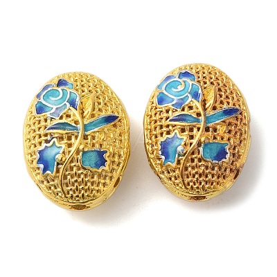 Rack Plating Brass Enamel Beads KK-P276-26C-05G-1