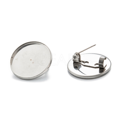 Tarnish Resistant 304 Stainless Steel Brooch Cabochon Settings STAS-G250-04P-B-1