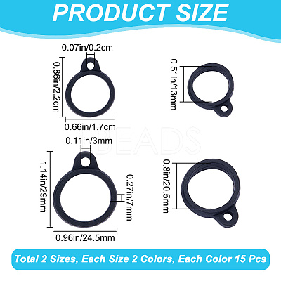60Pcs 4 Style Silicone Pendant SIL-CP0001-06-1