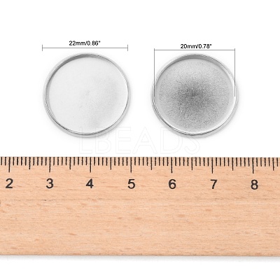 Tarnish Resistant Flat Round 304 Stainless Steel Plain Edge Bezel Cups STAS-R083-02-1