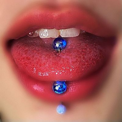 304 Stainless Steel with Acrylic Round Ball Straight Barbell Tongue Rings FS-WG99CB2-09-1