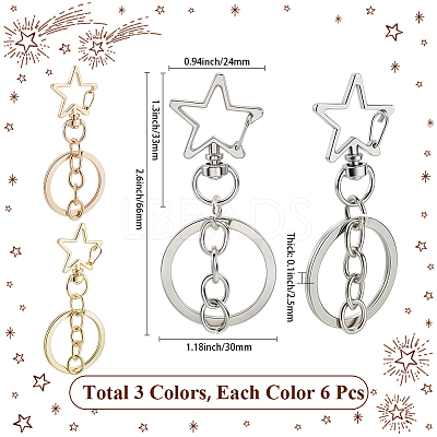 18Pcs 3 Style Alloy Keychain Clasps KEYC-SP0001-49D-1