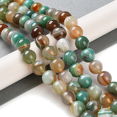 Natural Striped Agate/Banded Agate Beads Strands G-Z060-A01-C16-1