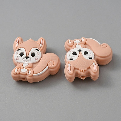 Squirrel Food Grade Eco-Friendly Silicone Beads SIL-WH0012-030F-1