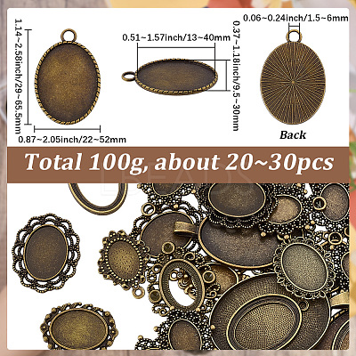 1Bag Alloy Pendant Cabochon Settings FIND-SC0023-79B-02-1