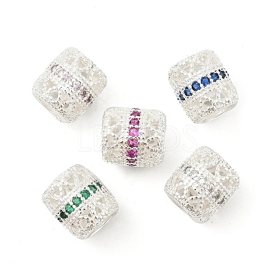 Brass Micro Pave Cubic Zirconia European Beads KK-P297-05S-1