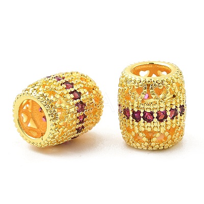 Brass Micro Pave Cubic Zirconia European Beads KK-P297-05G-1