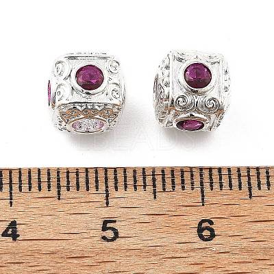 Brass Micro Pave Cubic Zirconia Beads KK-R216-17P-01-1