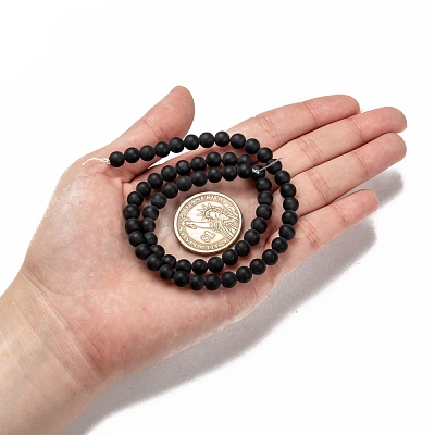 Dyed & Heated Natural Black Agate Bead Strands X-G-H056-6mm-1