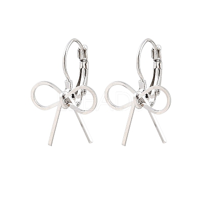 Bowknot Brass Leverback Earrings EJEW-A150-04B-P-1
