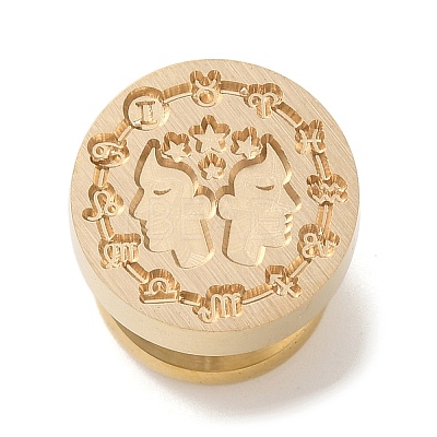 Golden Plated Round Shaped Wax Seal Brass Stamp Head STAM-K002-01G-05-1