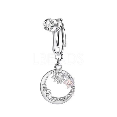 Brass Pave Clear Cubic Zirconia Clip on Belly Rings FS-WG683DA-05-1