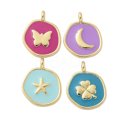 Brass Enamel Pendants KK-P293-11G-1