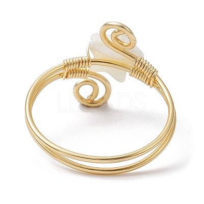 Natural Shell Cuff Ring RJEW-JR00645-01-1