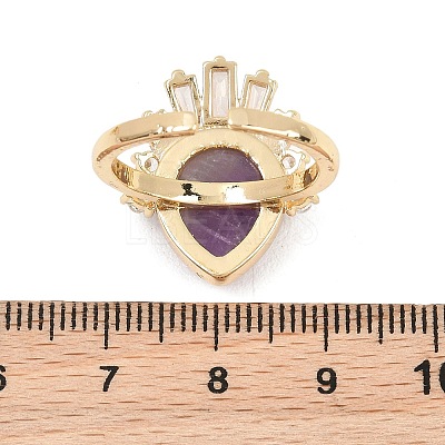 Brass with Natural Amethyst Finger Rings GG-CBACC2B-07G-07-1