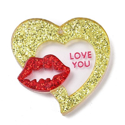 Valentine's Day Printed Opaque Acrylic Pendants FIND-D283-11H-1
