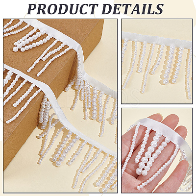 2 Yards Plastic Imitation Pearl & Polyester Beaded Trim Garland Strand OCOR-CY0004-08-1