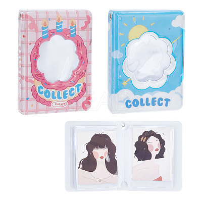 2 Books 2 Styles 3 Inch PVC Mini Photo Album with Flower Window AJEW-CP0005-37-1