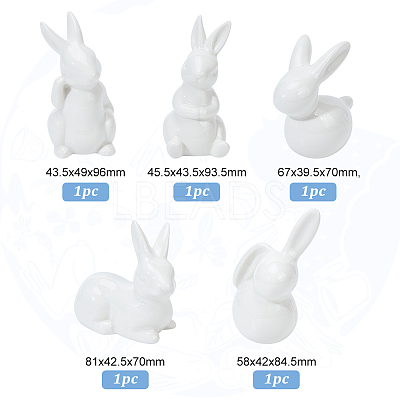 5Pcs 5 Style Porcelain Display Decoration AJEW-GL0002-01-1