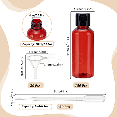 150Pcs PET Plastic Refillale Bottle AJEW-WA0004-23B-1