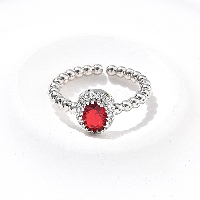 Oval Brass Micro Pave Cubic Zirconia Cuff Bangles & Rings Sets for Women SJEW-R002-03P-02-1