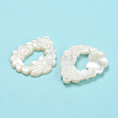 Natural Sea White Shell Pendants SHEL-D079-03-1