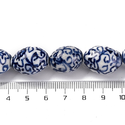 Handmade Blue and White Porcelain Beads PORC-I027-16D-1