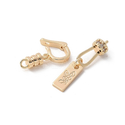 Brass Micro Pave Cubic Zirconia Fold Over Clasps KK-U052-39G-1