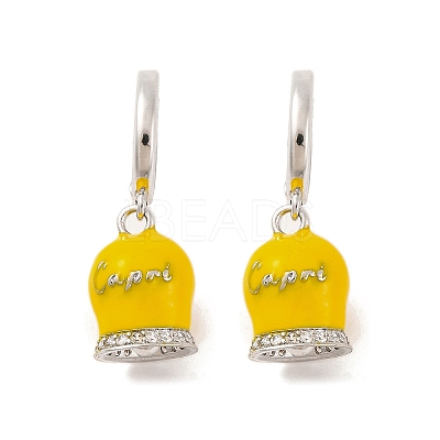 Bell Brass & Enamel Hoop Earrings for Women EJEW-U015-25P-1