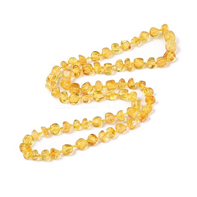 Natural Amber Nuggets Beaded Necklaces NJEW-T019-10-1