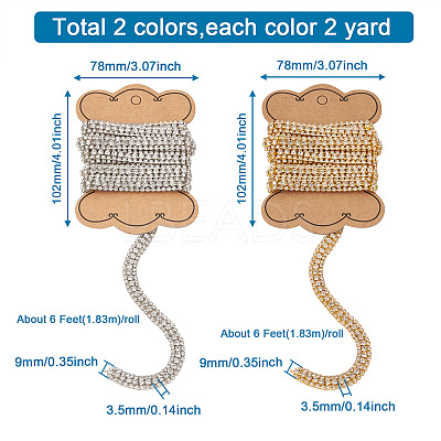 4 Yards 2 Colors Rhinestone Cup Chains FIND-CD0001-17-1